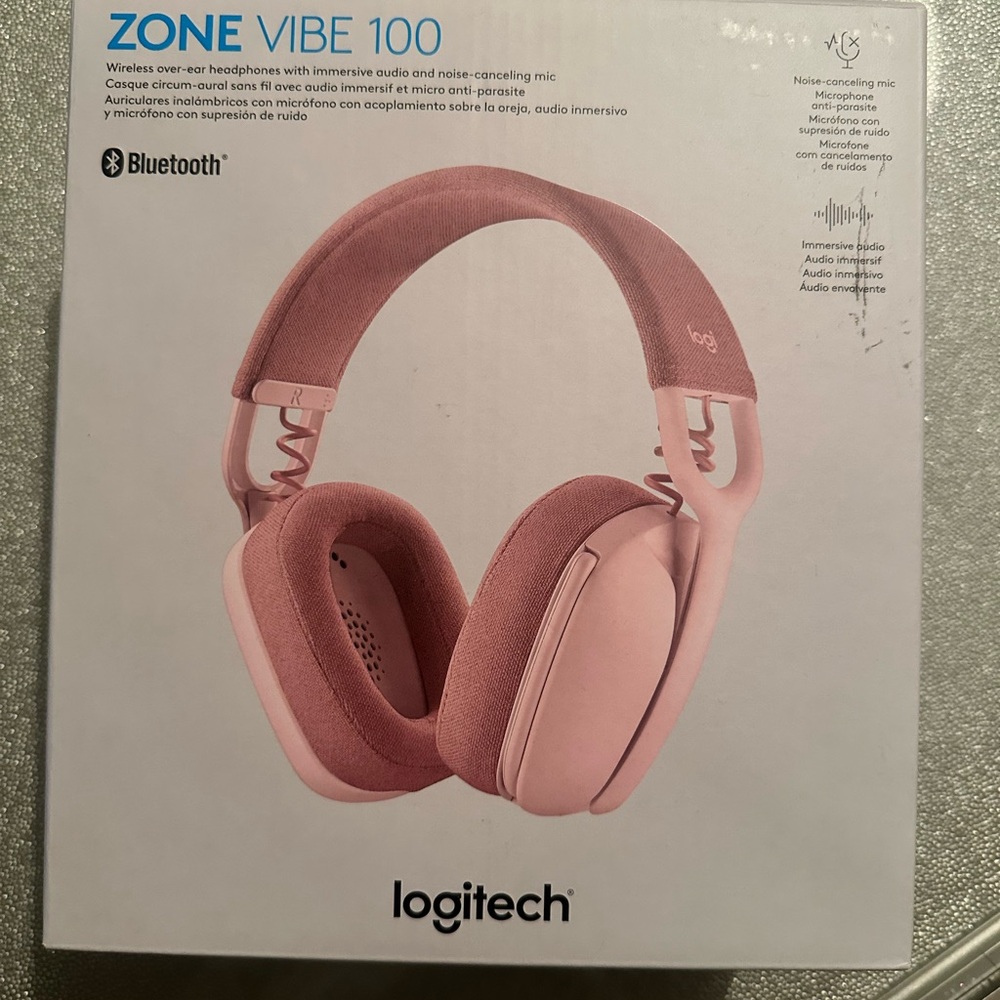 New Logitech Pink Bluetooth Headphones (Open Box)